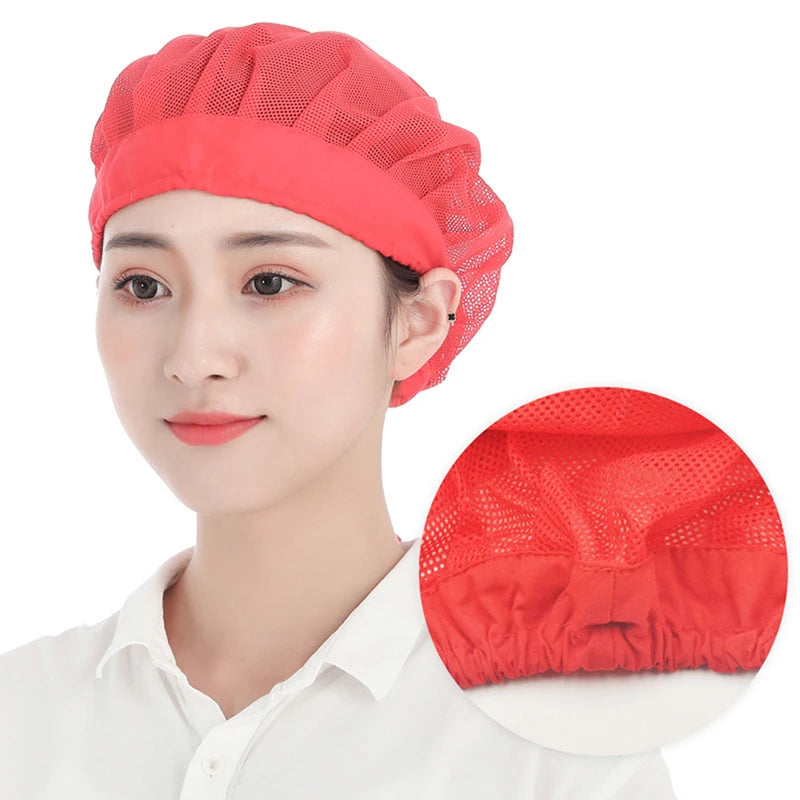 Unisex Elastic Mesh Chef Hat – Breathable Workwear Cap Chef Workwear Hat Axl Red