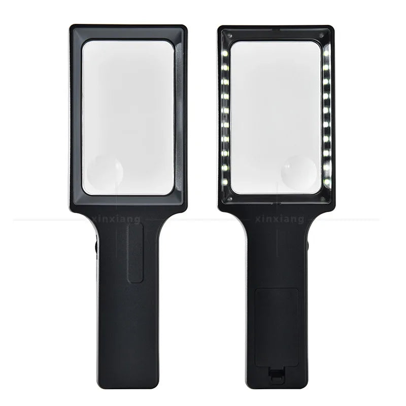 Handheld Magnifying Glass 3–8X 20 LED Lights HD Square Loupe Illuminated Magnifier Axl