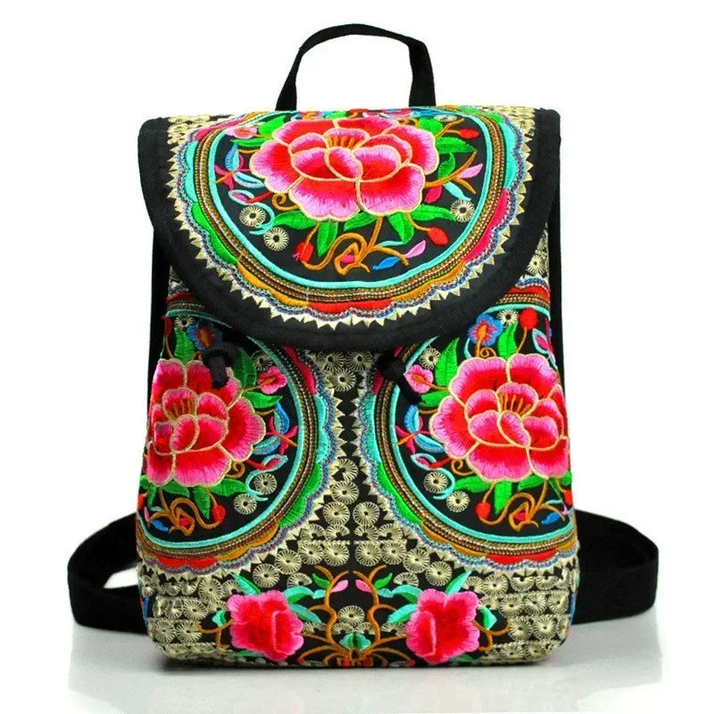 Women's Embroidered Mini Canvas Backpack – Chinese Ethnic Style Embroidered Mini Backpack Axl E