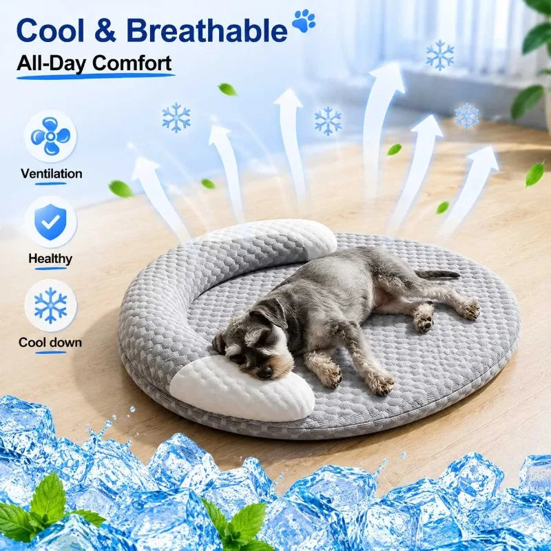 Ice Silk Cooling Pet Bed – Oval Mat for Dogs & Cats | S–XL Pet Cooling Bed Axl