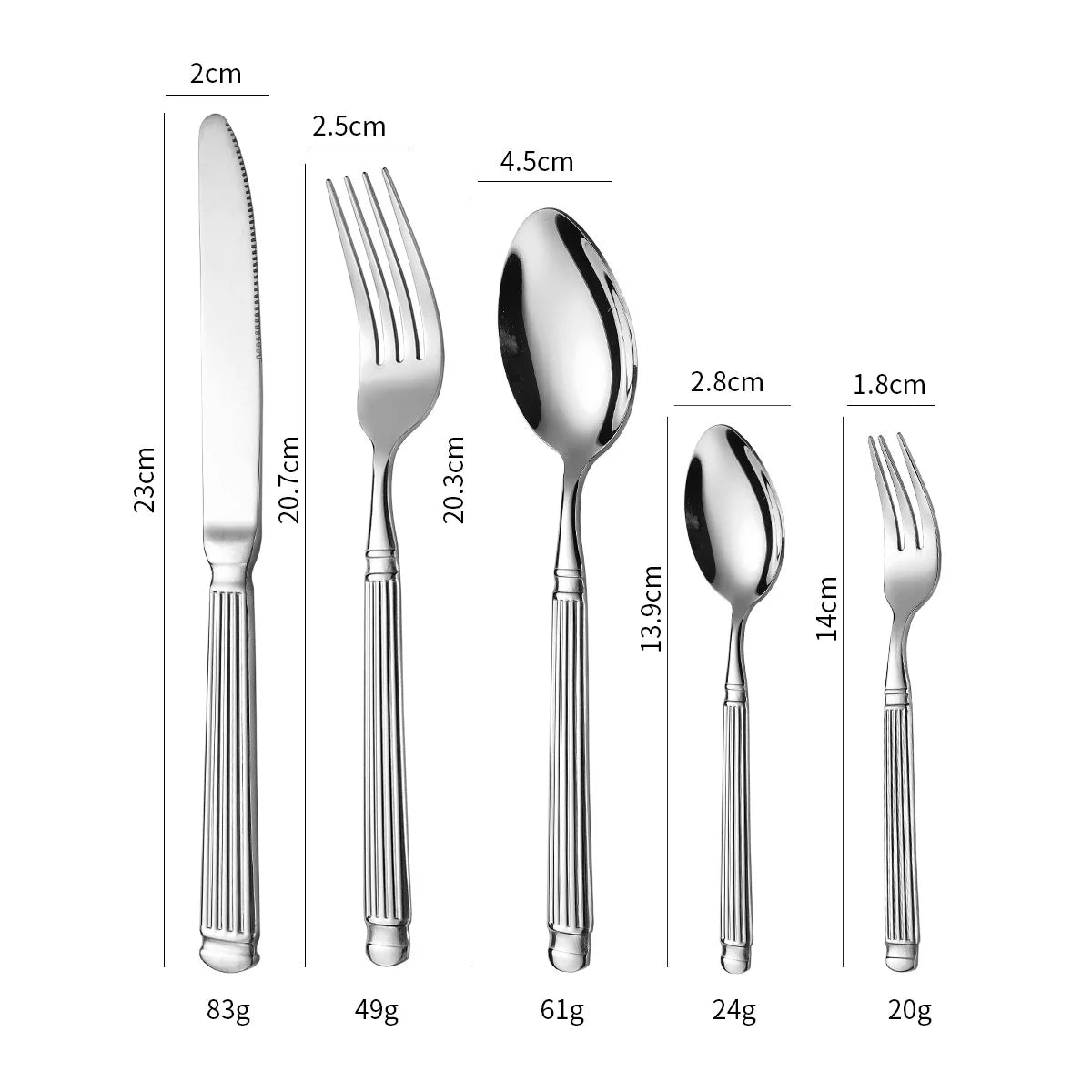 Rome Column 304 Stainless Steel Cutlery Set – Knife, Fork & Spoon Flatware Cutlery Set Axl