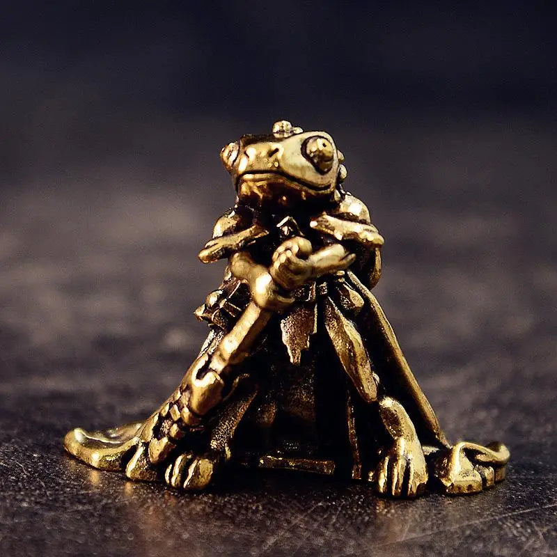 Vintage Brass Frog Statue – Antique Miniature Figurine Décor Brass Animal Figurine Axl