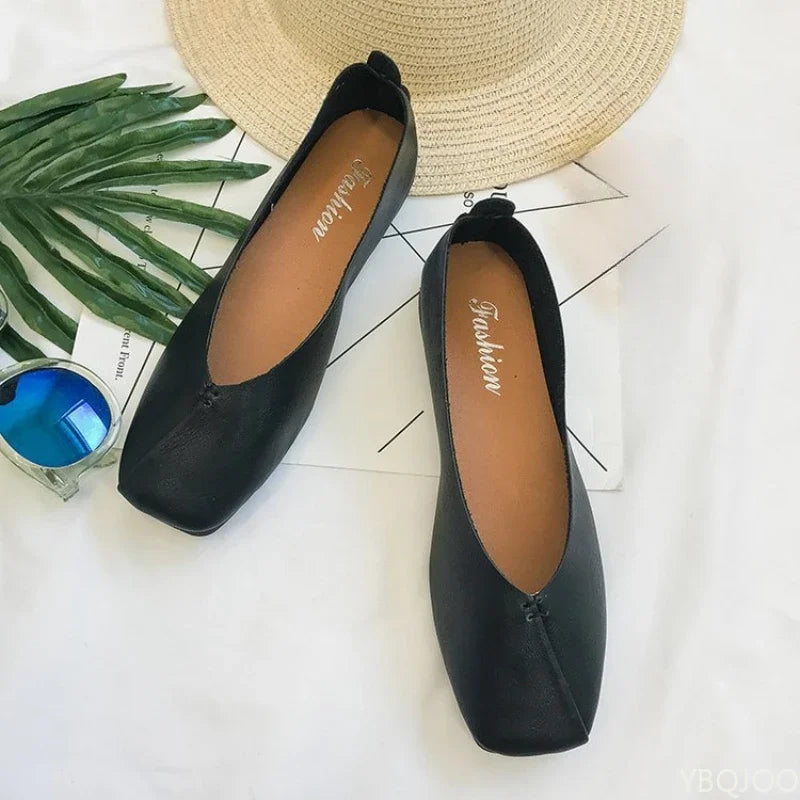Women's Square Toe Slip-On Flats – Elegant Casual Shoes Women's Flat Shoes Axl 42 black
