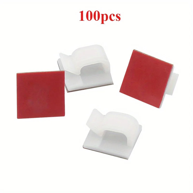 Self-Adhesive Cable Clips 50/100 Pc | Cable Management Cable Management Clips Axl white