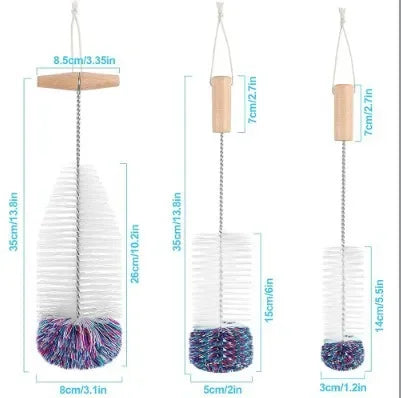 Long Handle Bottle Brush – Wine, Beer & Soda Bottle Cleaner Bottle Cleaning Brush Axl white3PCS
