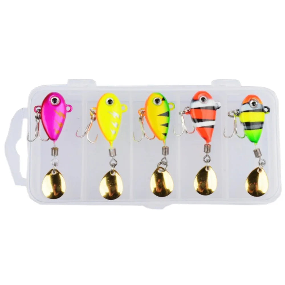 5-Piece Spinning Sequin Fishing Lure Kit | 3D Eyes Jig Baits Fishing Lure Kit Axl Colorful 28g
