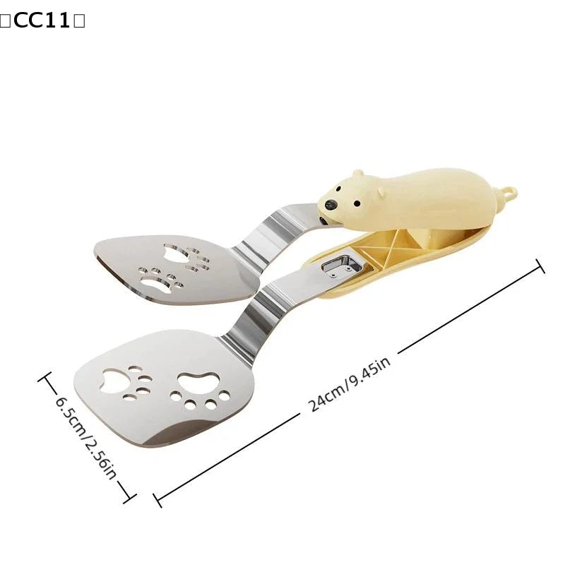 2-in-1 Stainless Steel Fish Spatula & Food Tongs | BBQ Kitchen Kitchen Spatula Tongs Axl