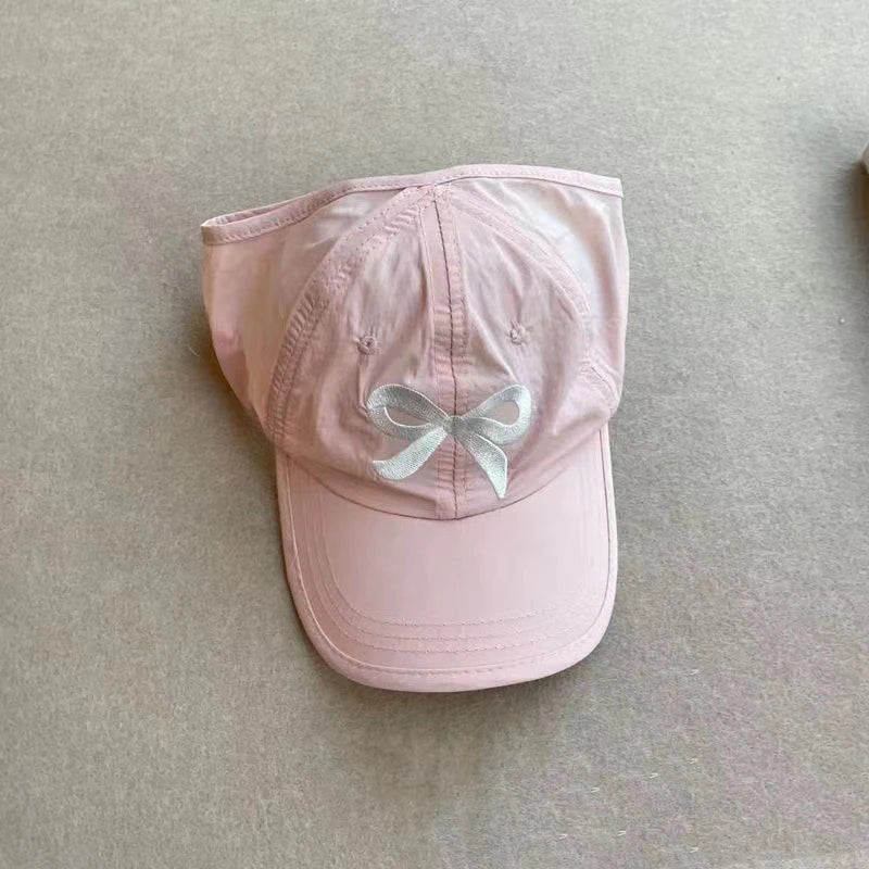 Kids Summer Sun Visor Cap – Bow Ponytail Baseball Hat Ages 2–8 Kids Sun Visor Cap Axl Pink
