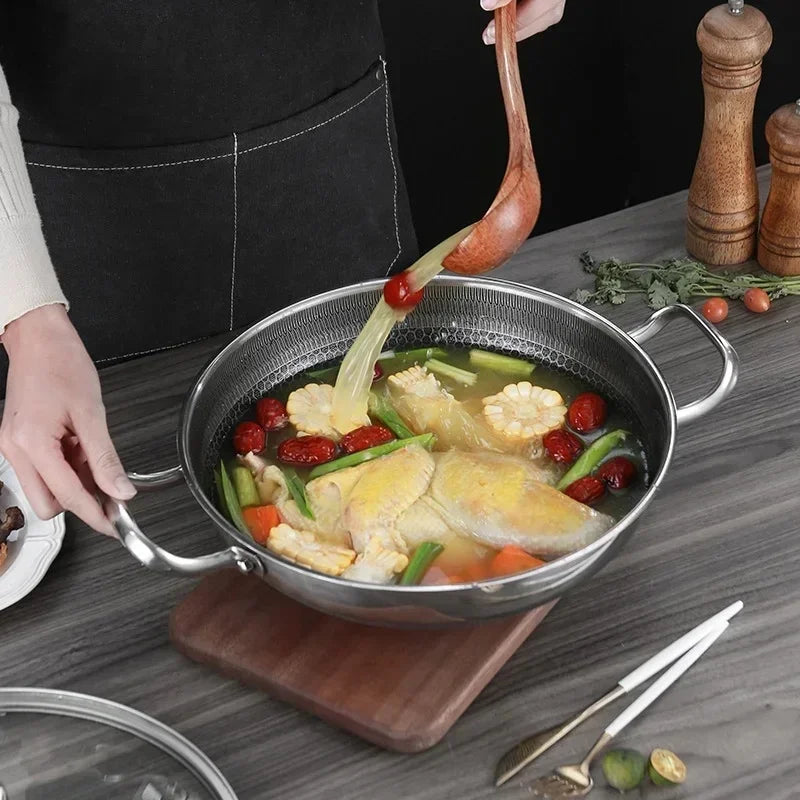 32cm 304 Stainless Steel Honeycomb Non-Stick Wok Pan Non-Stick Wok Pan Axl