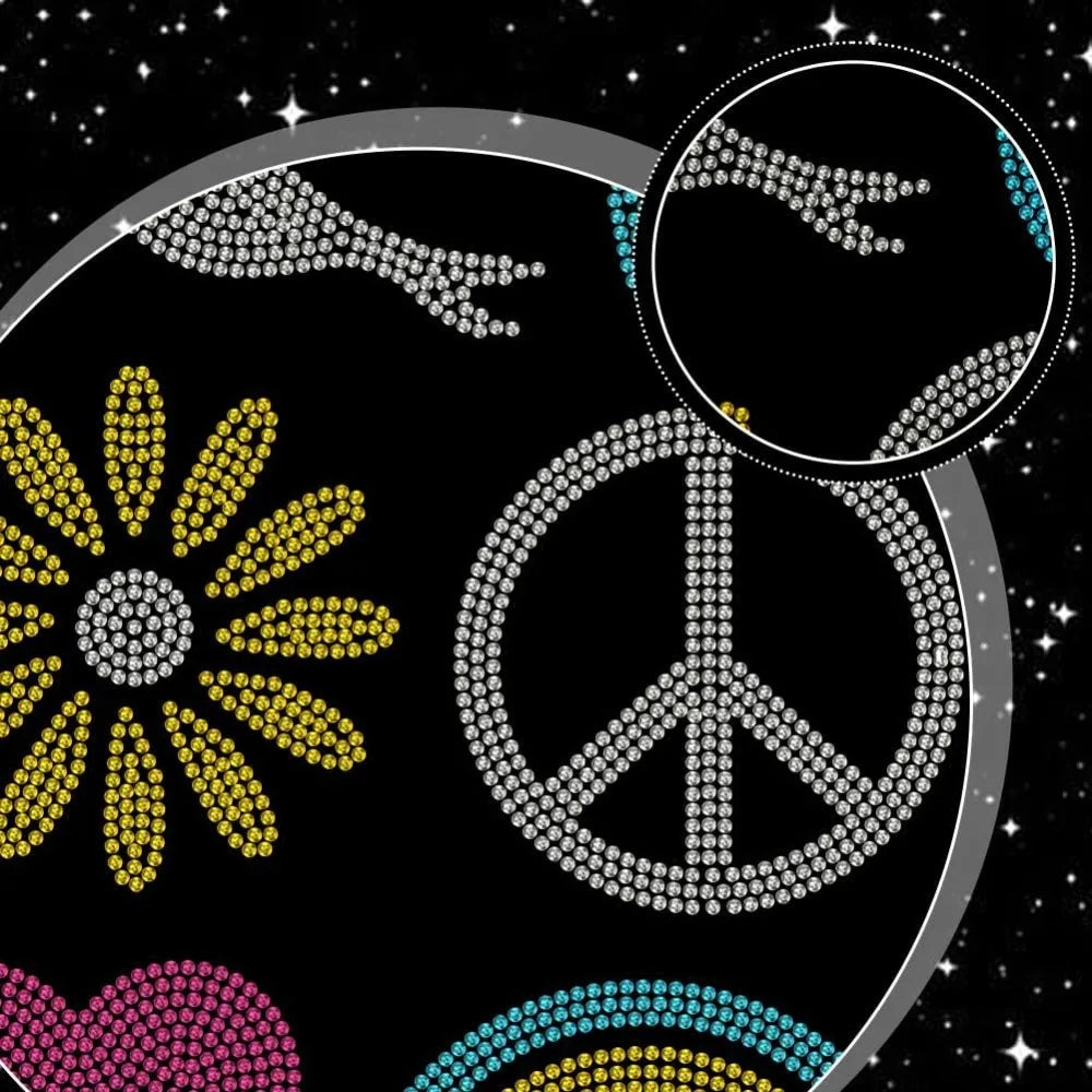 Glass Rhinestone Iron-On Applique Patch – Peace & Floral Iron-On Applique Patch Axl