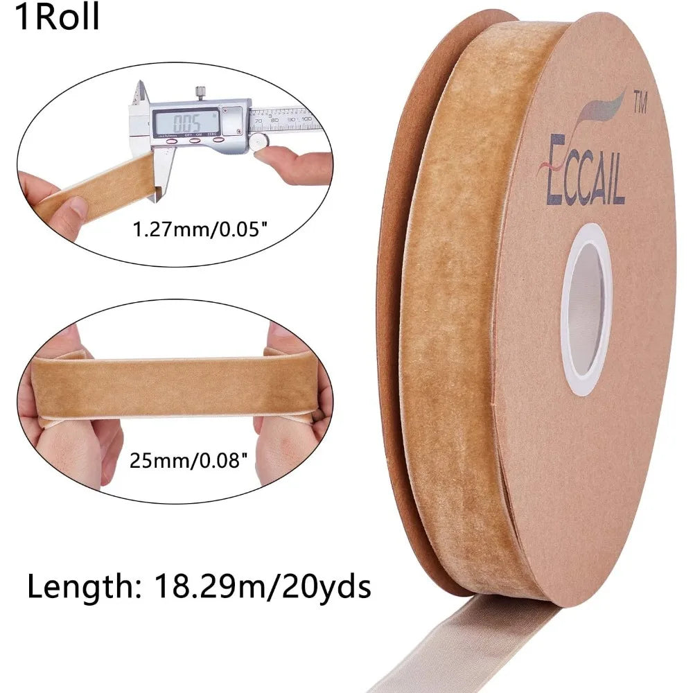 White Velvet Ribbon Single Sided 1 Inch – ~19 Yards Per Roll Velvet Craft Ribbon Axl
