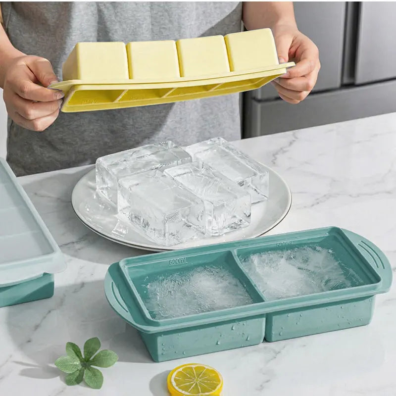 Large Silicone Ice Cube Tray with Lid – Soup Freezer Molds Silicone Freezer Tray Axl