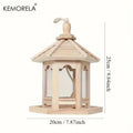 KEMORELA Wooden Hanging Bird Feeder House – Woven Outdoor Decor Hanging Bird Feeder Axl Wood Color