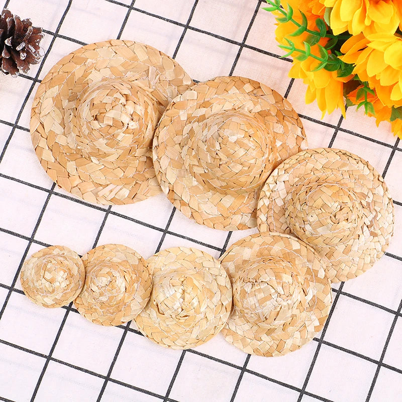 2pcs Mini Hand-Woven Straw Hats – Doll & DIY Craft Accessories Doll Accessories Axl