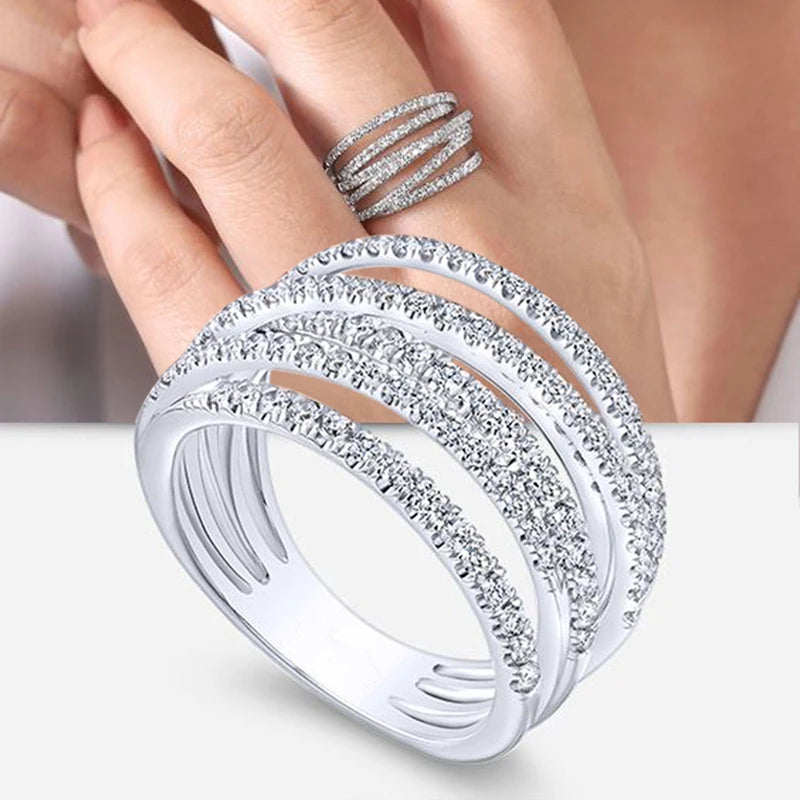 Huitan Silver CZ Stone Women's Fashion Ring – Statement Jewelry Fashion Ring Axl