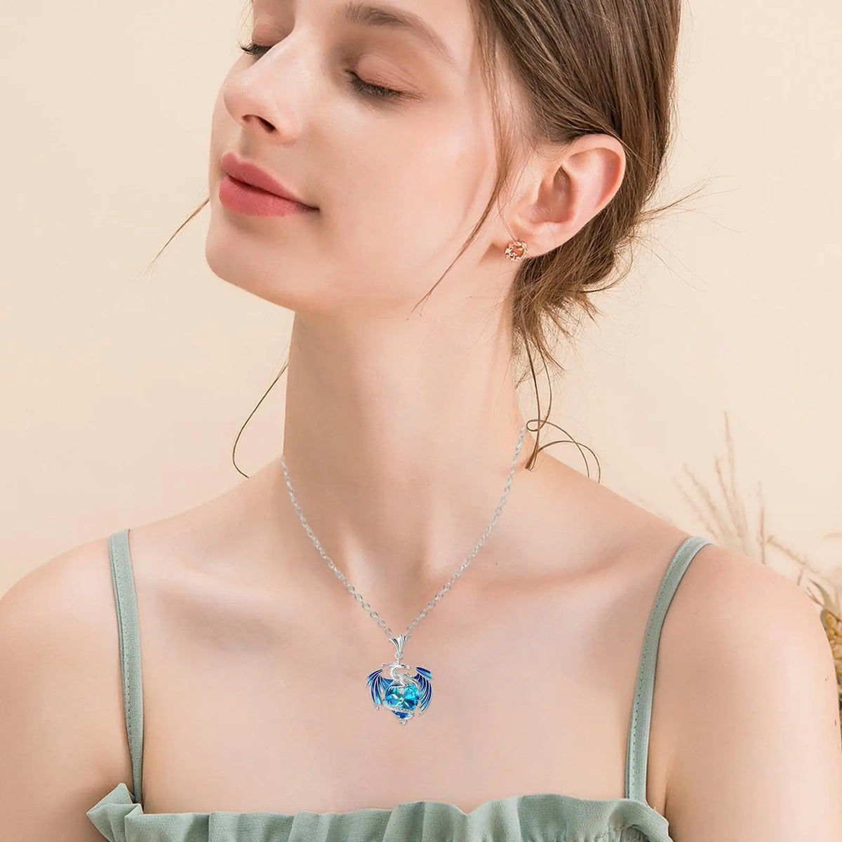 Crystal Dragon Pendant Necklace – Birthstone Gift for Women Pendant Necklace Axl