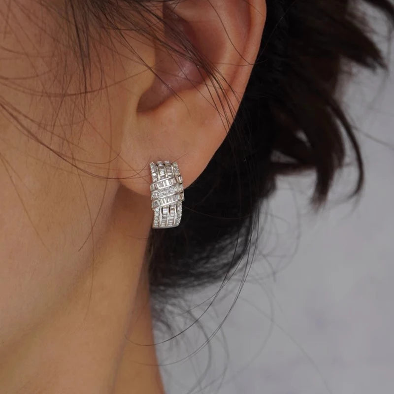 Huitan Silver Hoop Earrings – Cubic Zirconia Women's Jewelry Hoop Earrings Axl