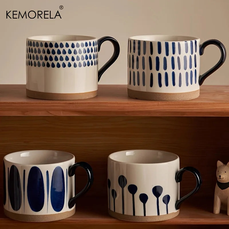 KEMORELA 450ml Nordic Ceramic Coffee Mug with Handle | Retro Ceramic Coffee Mug Axl