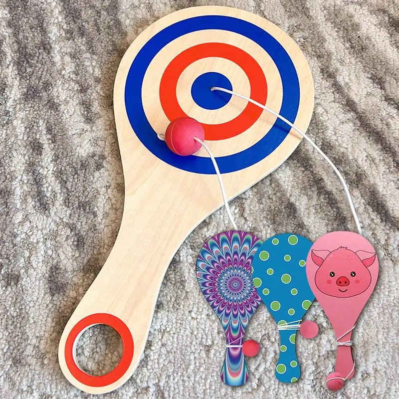 Wooden Paddle Ball Set – Elastic String Hand-Eye Coordination Toy Paddle Ball Toy Axl