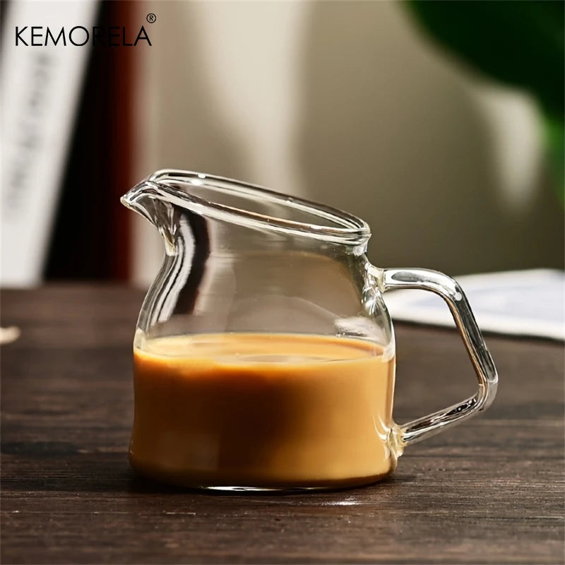 Mini Glass Milk Pitcher Slanted Spout – Heat Resistant | KEMORELA Glass Milk Pitcher Axl