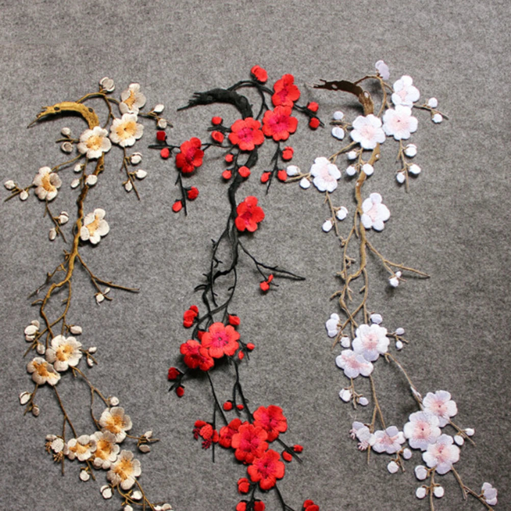 Plum Blossom Embroidered Patch – Iron or Sew On Applique Embroidered Applique Patch Axl