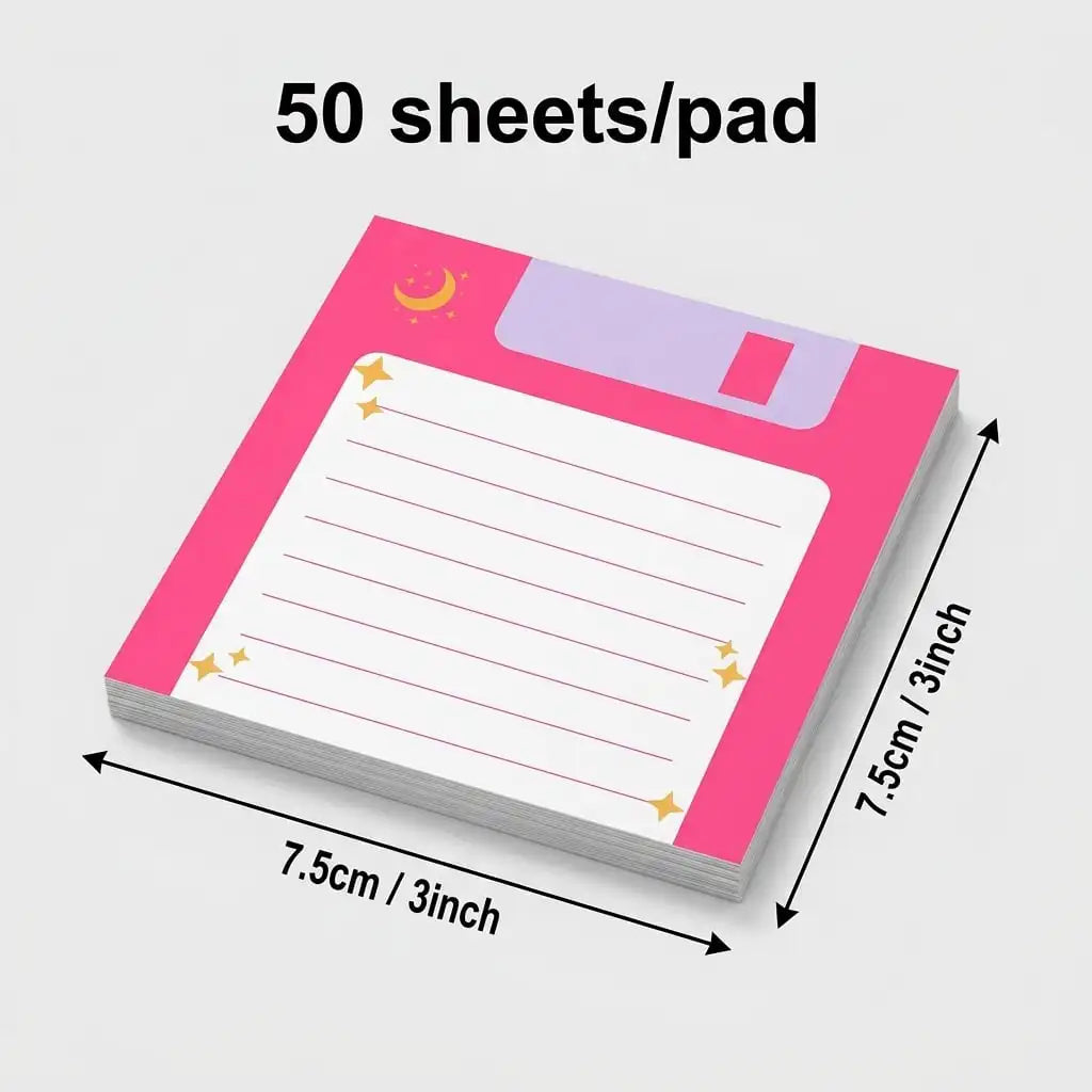 Retro Floppy Disk Sticky Notes 4 Pack – Lined Celestial Notepad Sticky Notes Set Axl