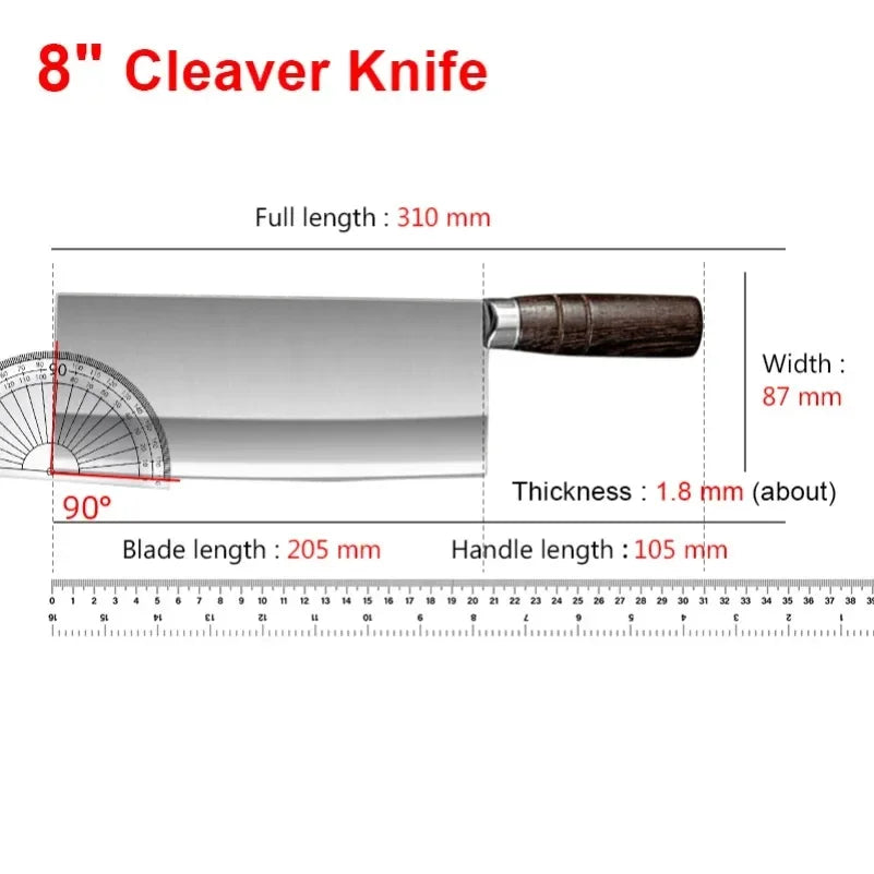 InLeung Chef Cleaver Knife – Sharp Stainless Steel & Wood Handle Chef Cleaver Knife Axl