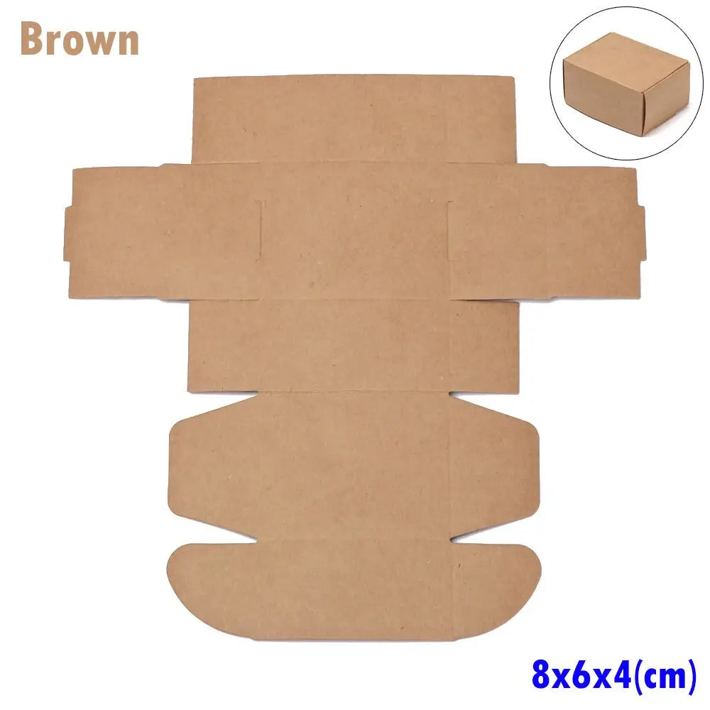 10-Pack Kraft Paper Gift Boxes – 9 Sizes Brown White Black Gift Packaging Boxes Axl brown-8x6x4cm