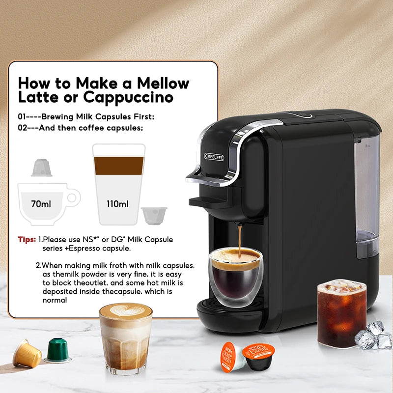 CAFELFFE MK-603 19Bar Capsule Espresso Machine | 4 Adapters Capsule Espresso Machine Axl