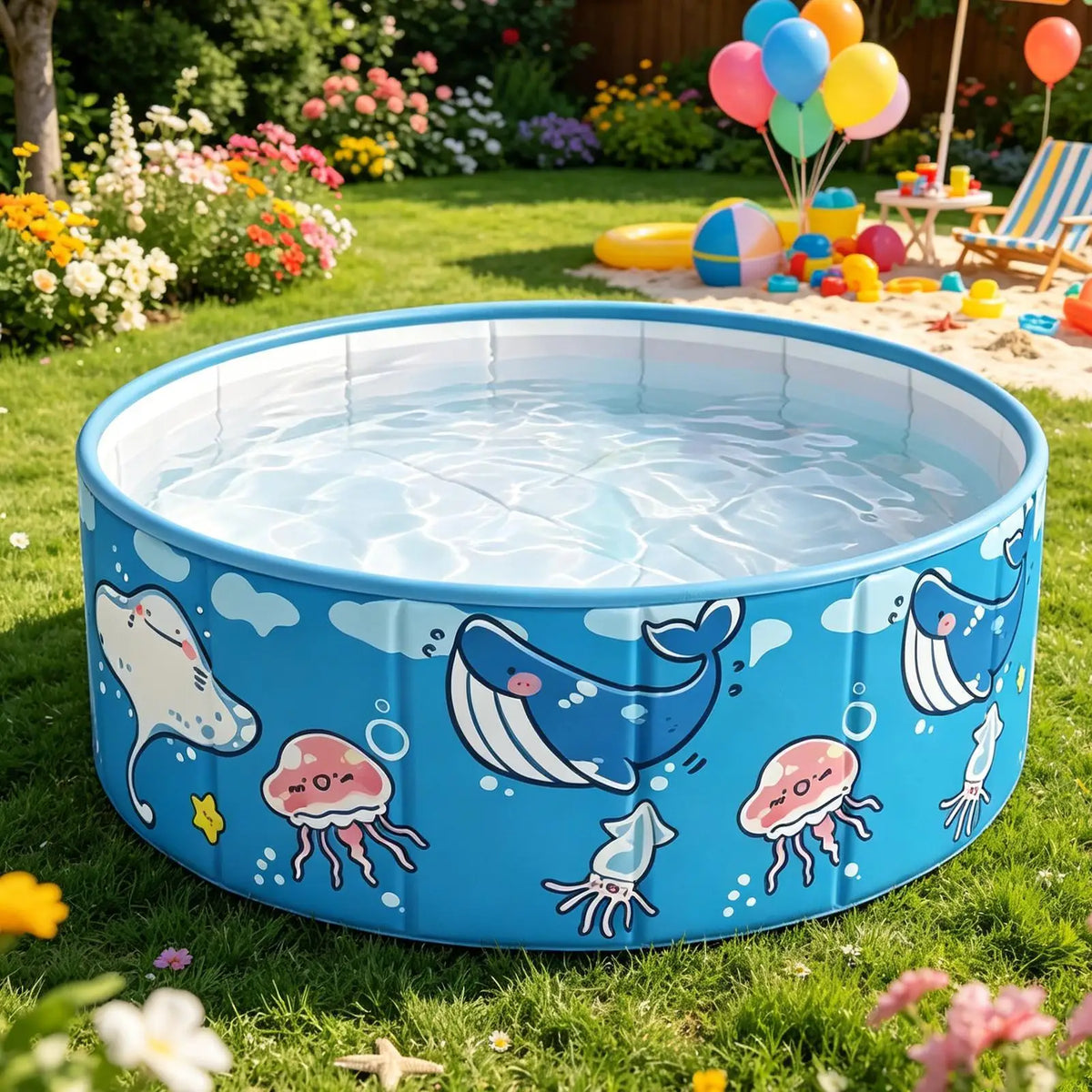 Foldable Kids Pool 90x45cm – No-Inflate Kiddie & Pet Pool Foldable Kiddie Pool Axl