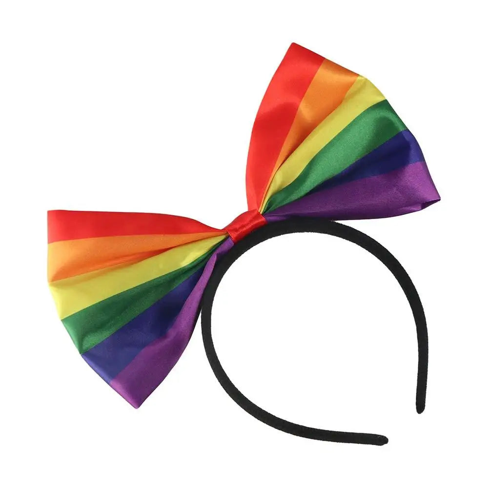 Rainbow Bow Headband – Colorful Fabric Hair Hoop for Parties Bow Hair Headband Axl