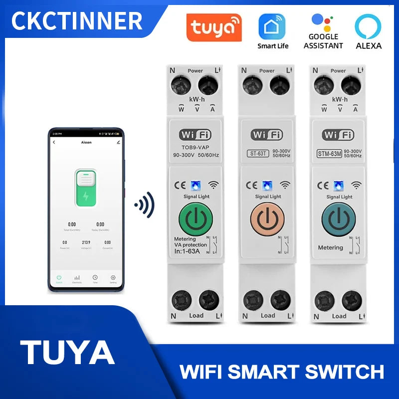 Tuya WiFi Smart Circuit Breaker 63A – Remote & Energy Monitor Smart Circuit Breaker Axl 1-63A adjustable ST-63T No metering