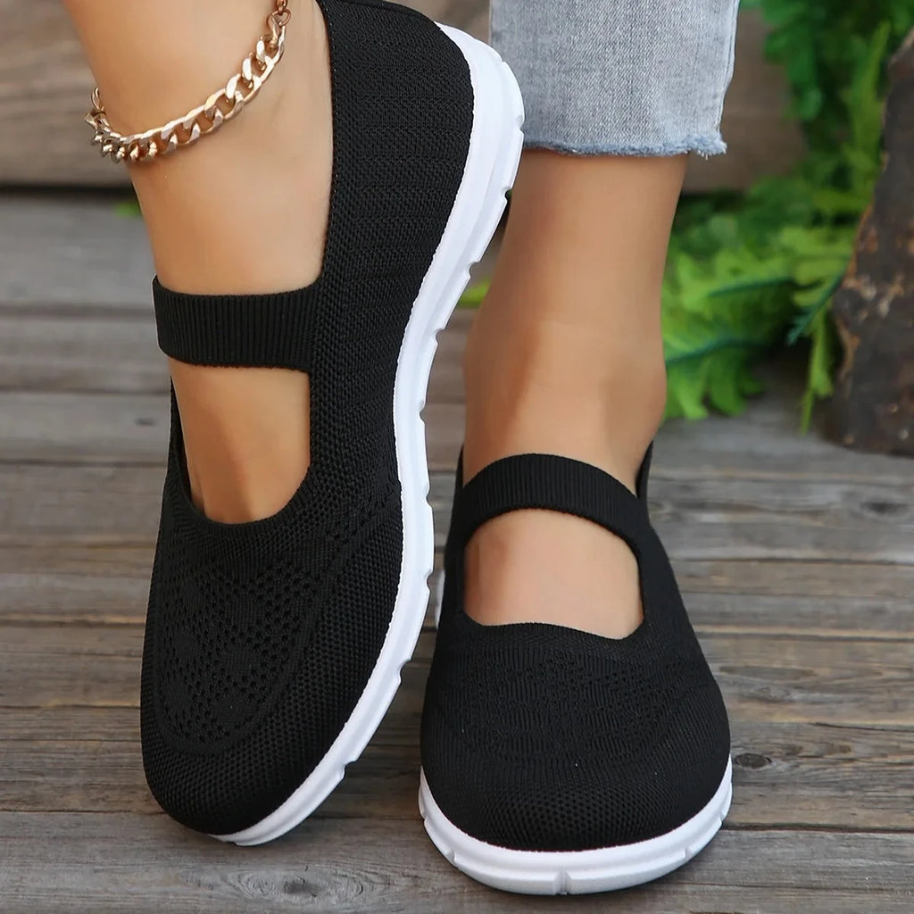 Women's Mesh Slip-On Flat Sneakers – Lightweight & Breathable Women's Slip-On Sneakers Axl black 43