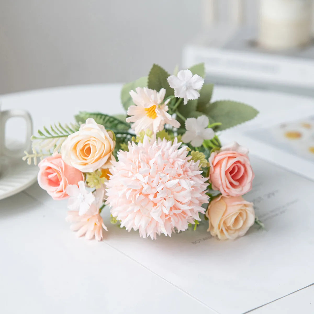 Silk Rose & Chrysanthemum Artificial Flower Bouquet | 2–4 Pcs Artificial Flower Bouquet Axl 5 4 pcs