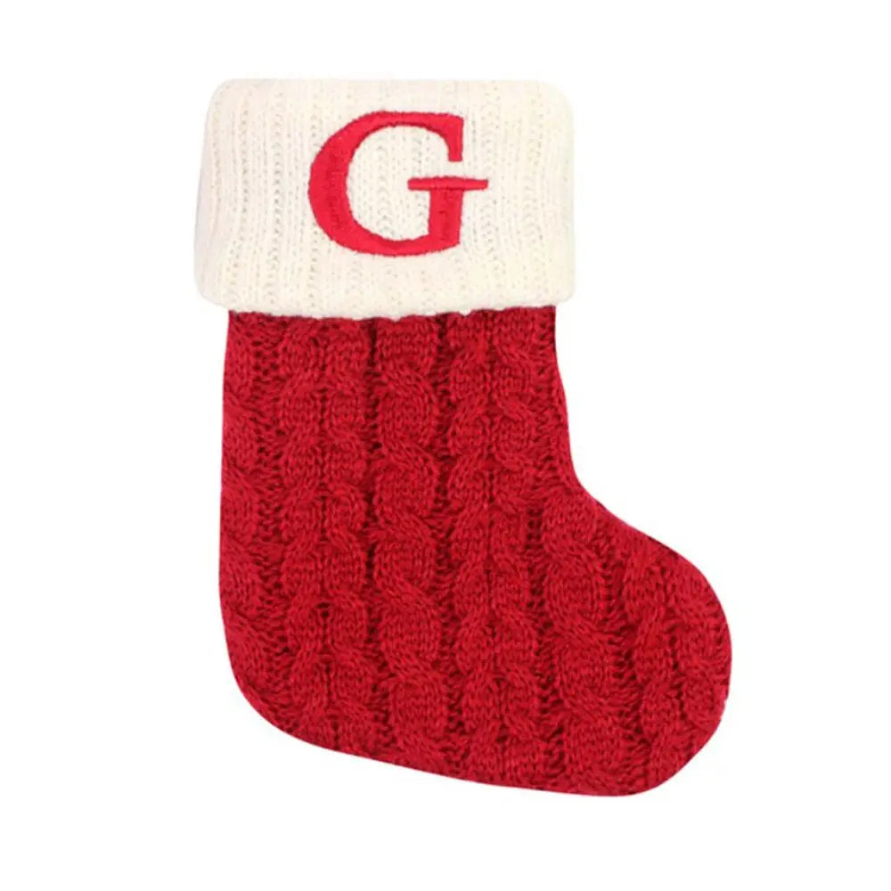 Knitted Christmas Stocking – Alphabet Letter Xmas Décor Gift