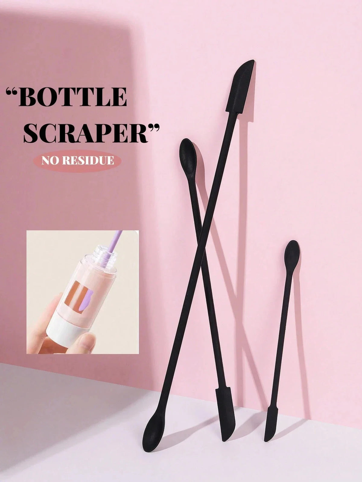3-Piece Silicone Makeup Scraper Set – Foundation & Lotion Jar Makeup Scraper Set Axl 3Pcs Black-GH8653