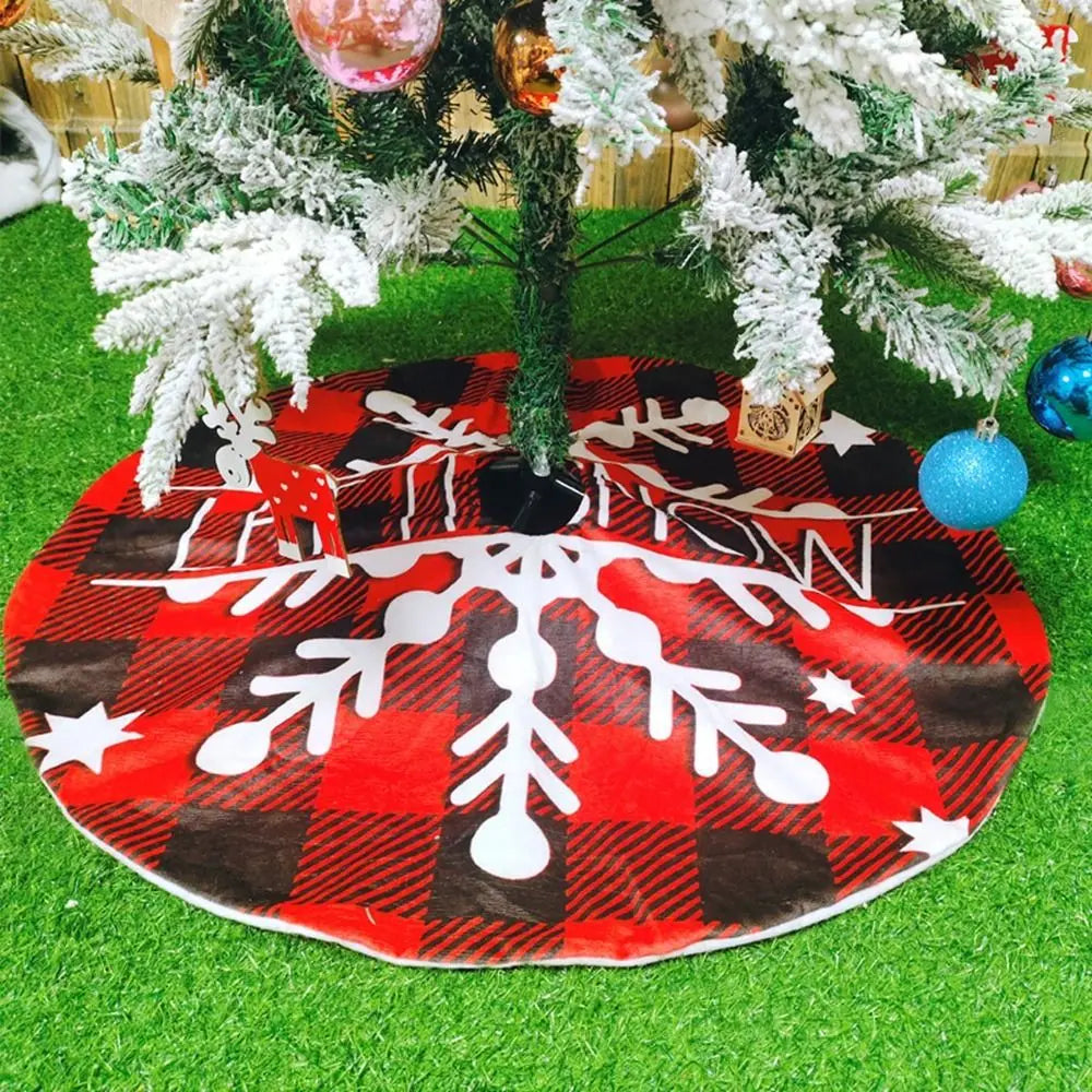 Christmas Tree Skirt – Snowman, Santa & Elk | 90cm Floor Mat Christmas Tree Skirt Axl
