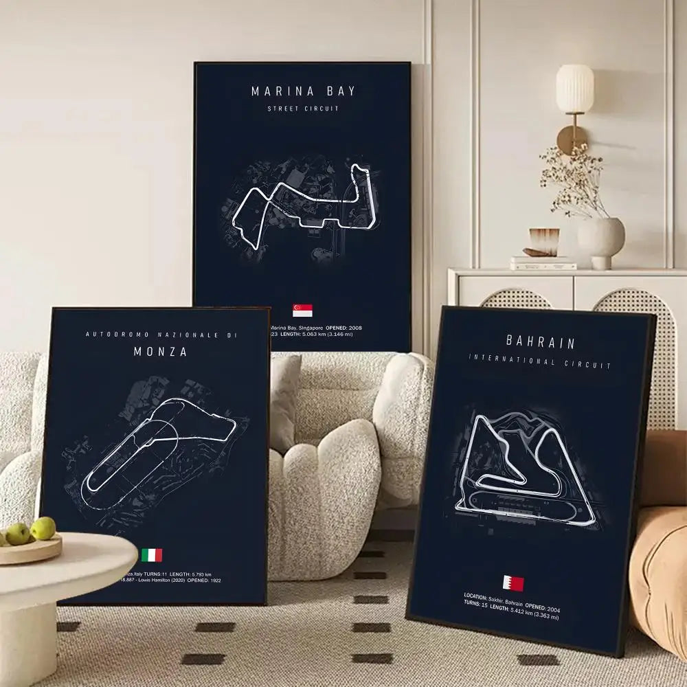 2025 Imola & Monaco Track Poster – Self-Adhesive Racing Wall Art Wall Art Poster Axl