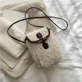 Women's Plush Crossbody Bag – Fuzzy Small Square Shoulder Bag Crossbody Shoulder Bag Axl Beige