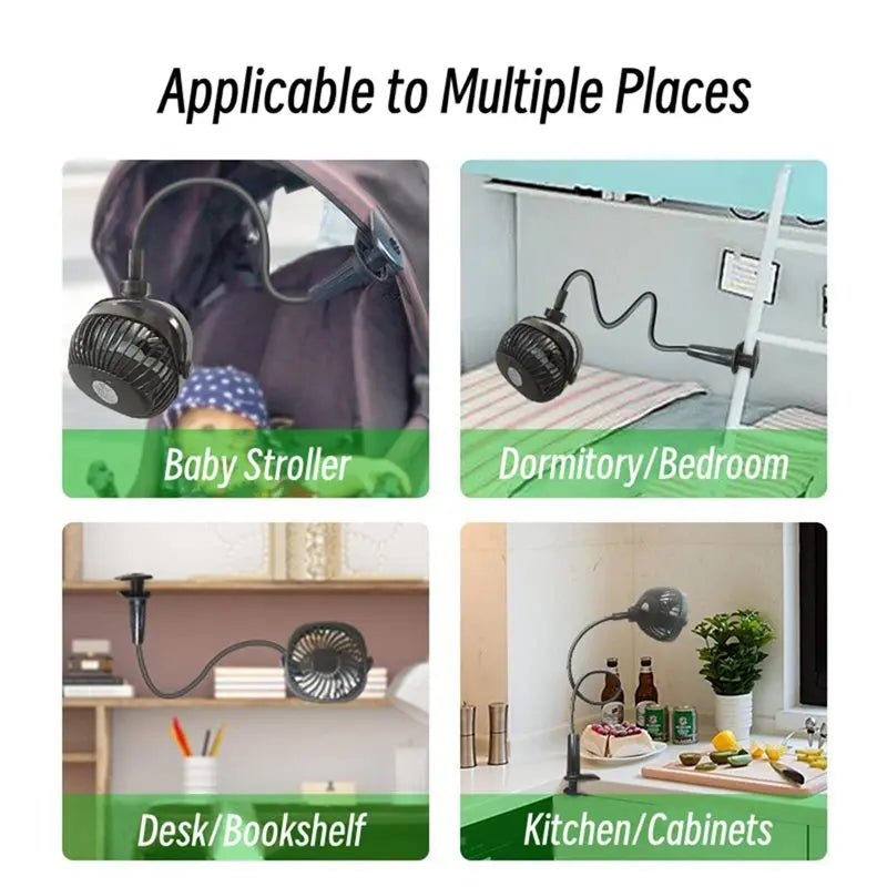 USB Rechargeable Clip Fan 2200mAh – Stroller, Desk & Outdoor Portable Clip Fan Axl Default Title