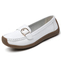 Women's Slip-On Loafers – Elegant Flat Heel PU Leather Flats Women's Loafers Axl WHITE 39