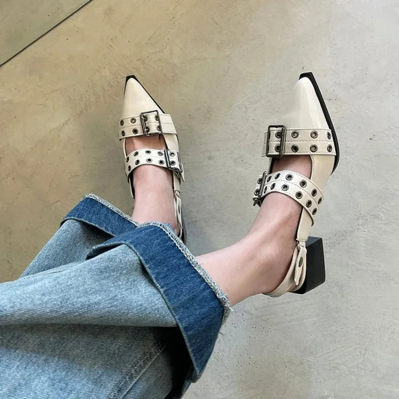 Women's Pointed Toe Rivet Ballet Sandals – Summer Flats 2025 Women's Sandals Axl
