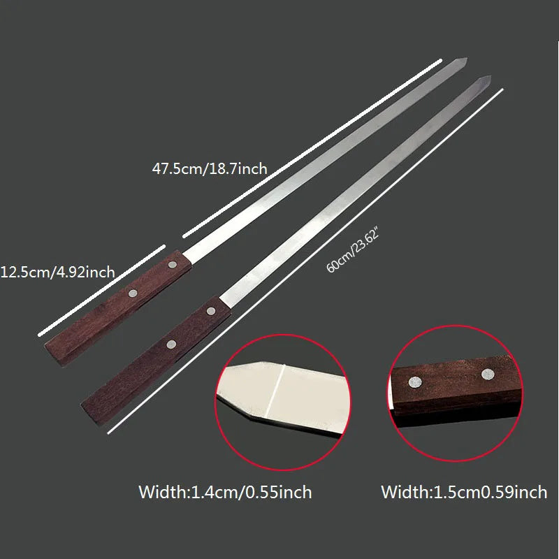 60cm Brazilian BBQ Skewers – Stainless Steel Long Handle Set BBQ Skewer Set Axl