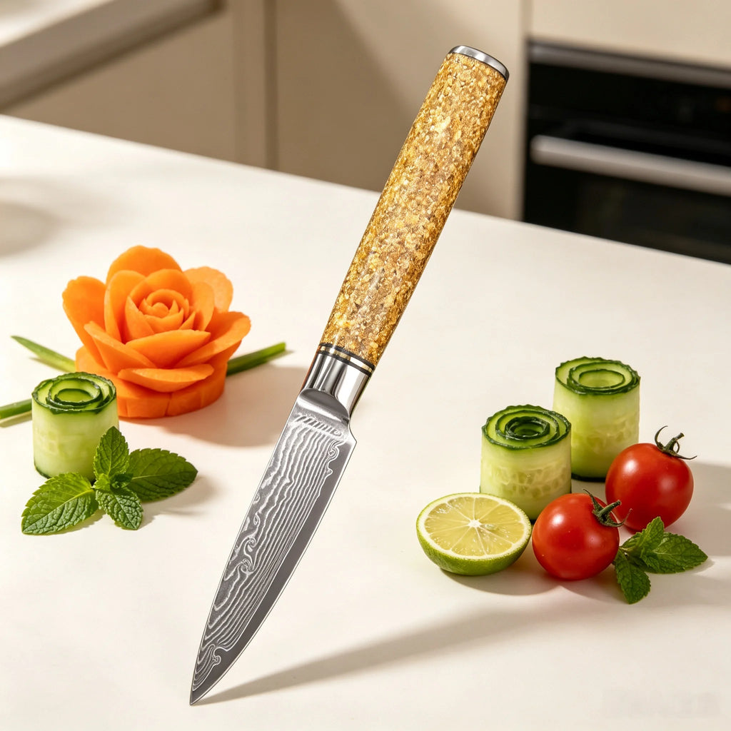 67-Layer Damascus Steel Paring Knife – Sharp Kitchen Blade Damascus Kitchen Knife Axl