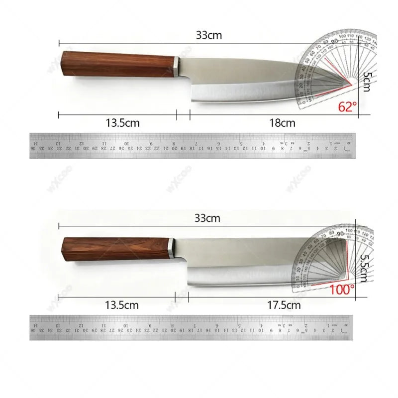 WXCOO 5Cr15 Stainless Steel Sashimi & Chef Knife – Wood Handle Kitchen Chef Knife Axl