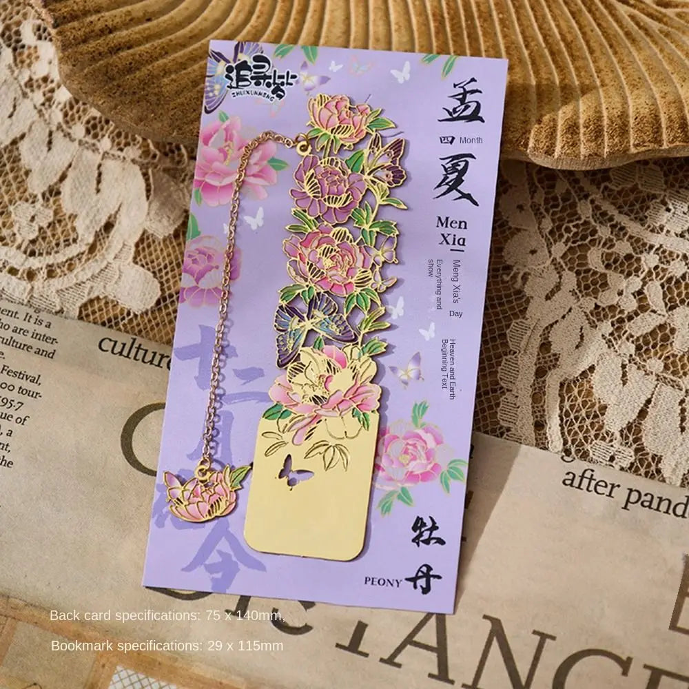 Retro Metal Hollow Flower Bookmark with Tassel | Chinese Style Metal Bookmark Axl Style 4