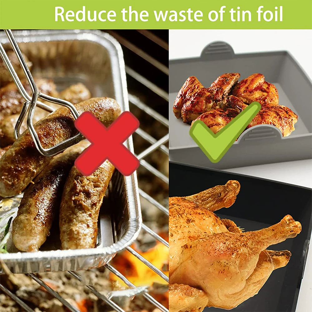 Silicone Air Fryer Baking Pan with Dividers | Nonstick Reusable Silicone Baking Pan Axl