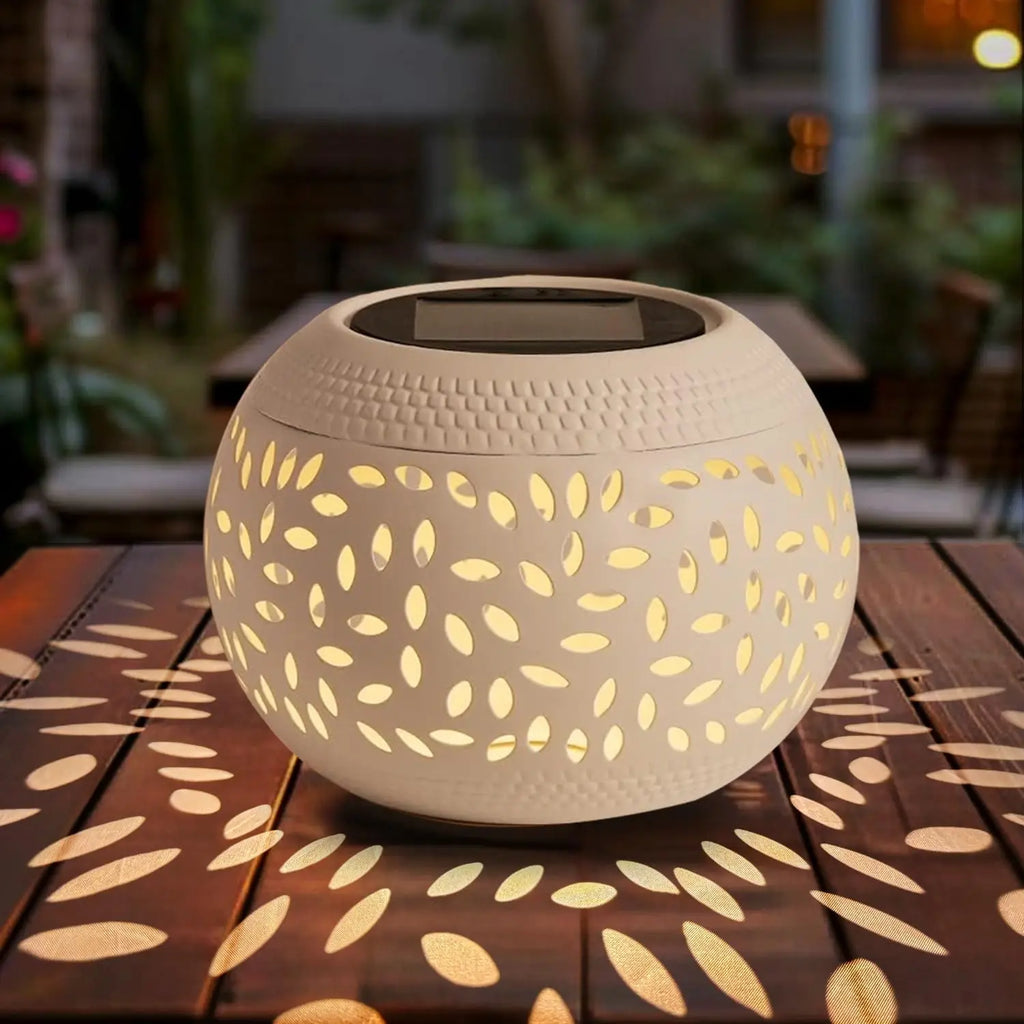 Iron Solar Lantern Outdoor – Weatherproof Garden & Patio Light Solar Garden Lantern Axl White