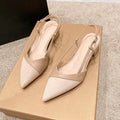 Women's Pointed Toe Block Heel Sandals – Buckle Ankle Strap Women's Heeled Sandals Axl Beige 35