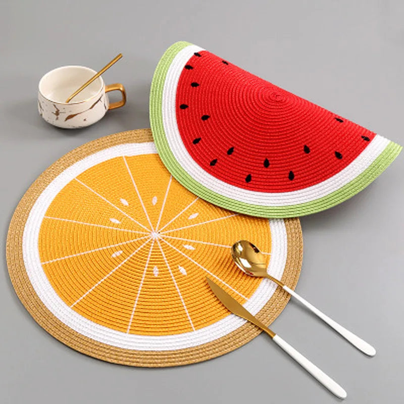 Watermelon Lemon Round Fruit Placemat Coaster – 38cm PP Mat Placemat Coaster Axl